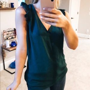 V neck ruffle sleeve blouse